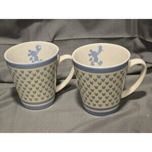Set Of 2 Chef Mickey Mugs Pale Yellow & Blue